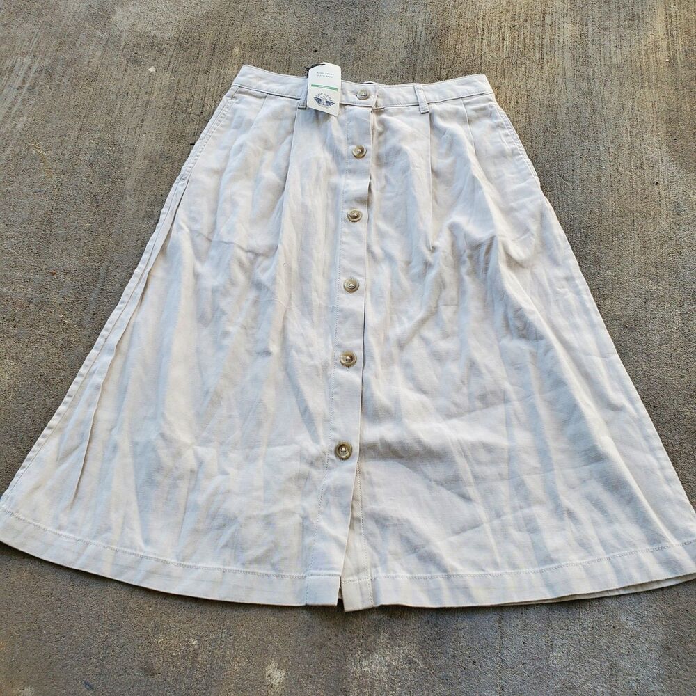 Dockers Button Front Midi Skirt Women's 27 Sahara Khaki